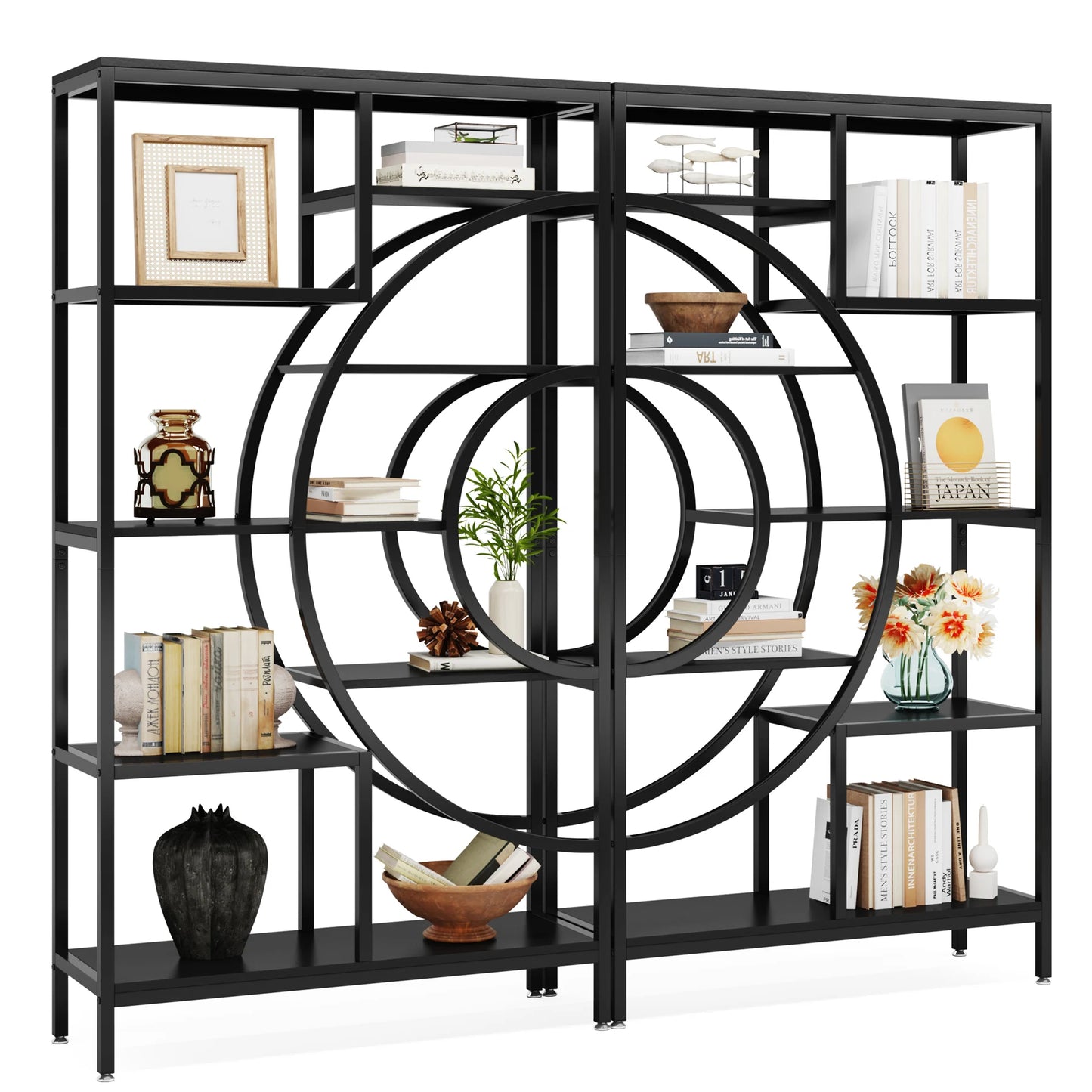 Tribesigns 5 Tier Industrial Bookshelf Etagere Freestanding Bookcase