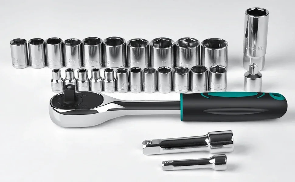 TLGREENDIY 79 Piece Socket Wrench Auto Repair Tool Set Case