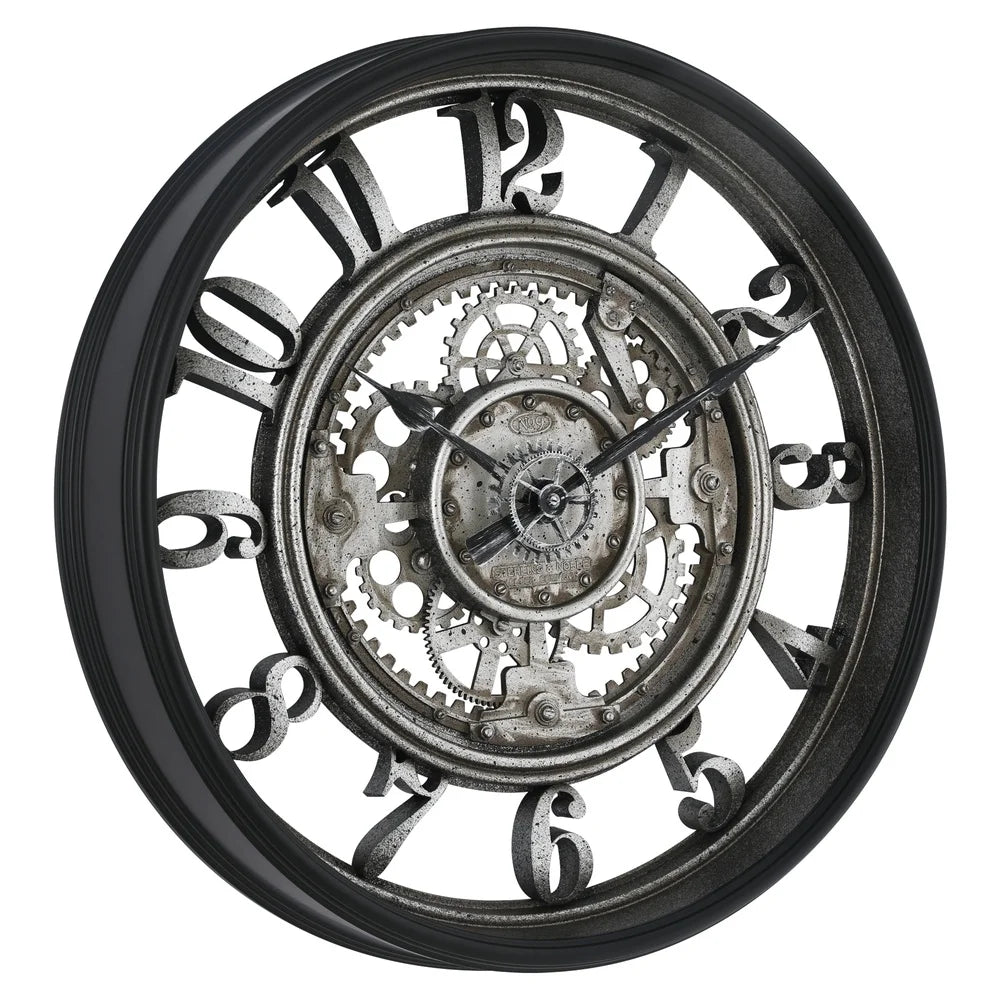 XMSJ Indoor Rustic Metal Arabic Analog Wall Clock With Gears