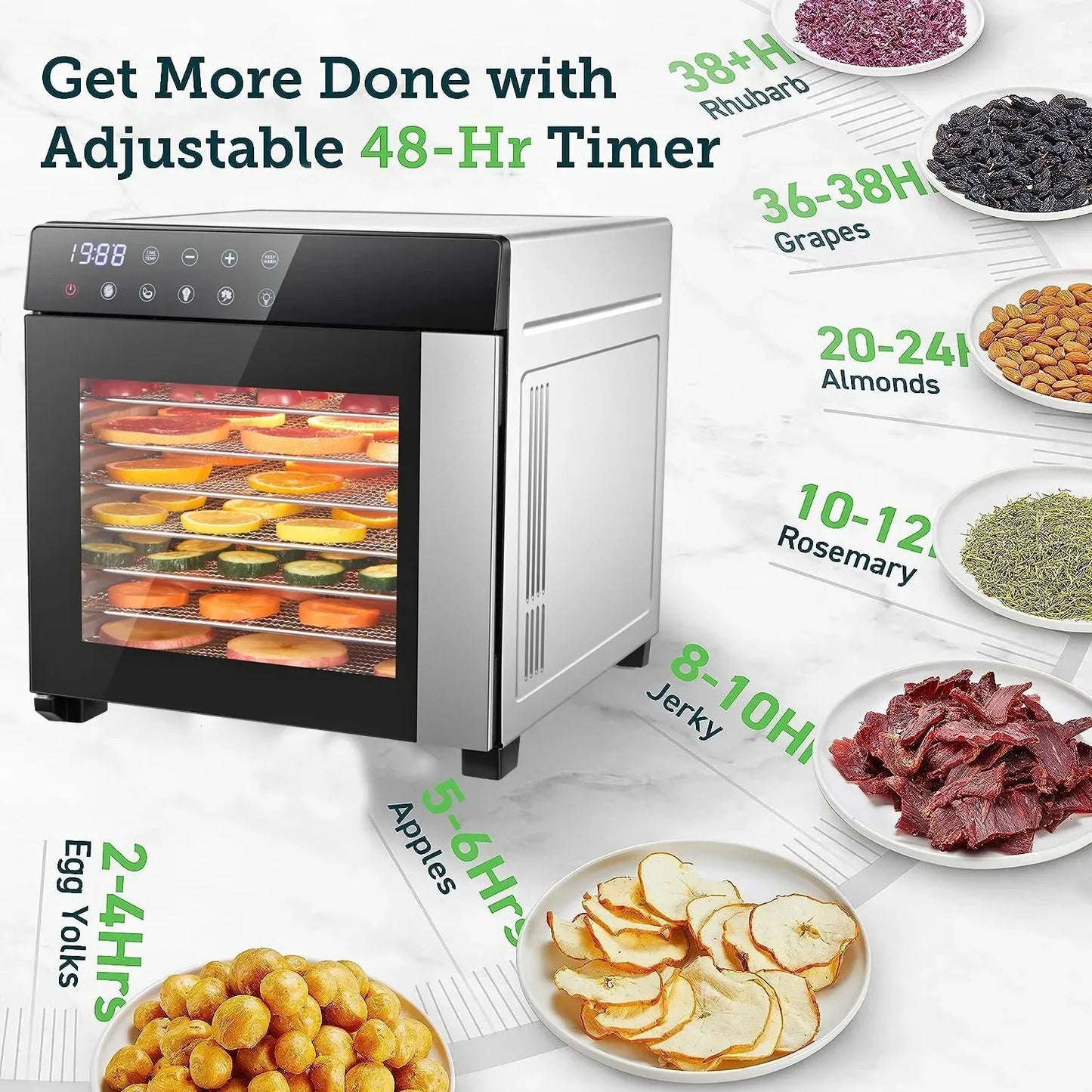 SNDOAS 8 Tray Stainless Steel Food Dehydrator With 600W Presets