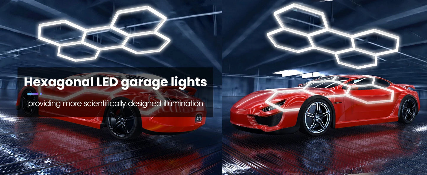 Hexagon LED Ceiling Light Tube For Garage Workshop