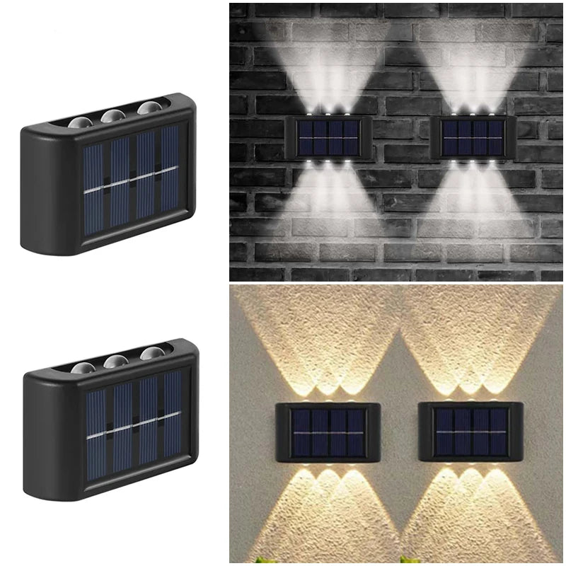 DOUWENXI Solar Powered Garden Wall Light Outdoor Waterproof 6LED Lamp