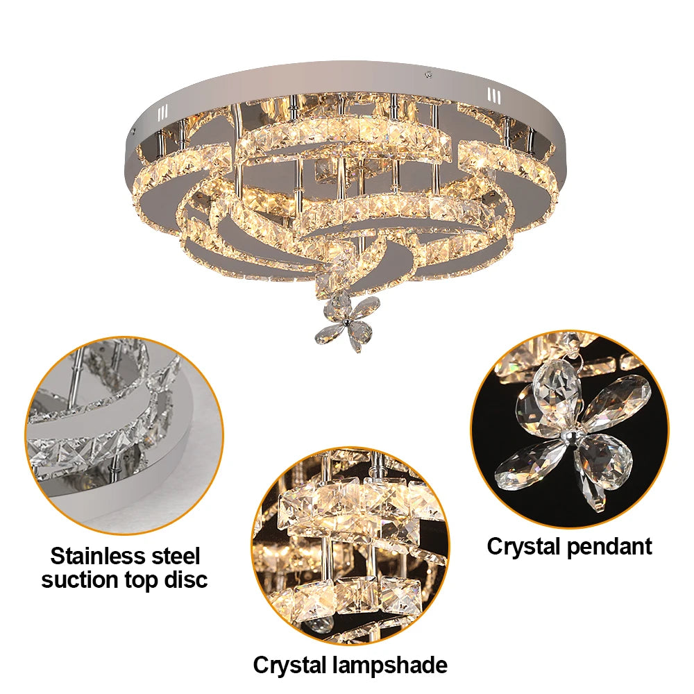VETRULUS Luxury K9 Crystal Chandelier Modern Ceiling Pendant Light Dimmable