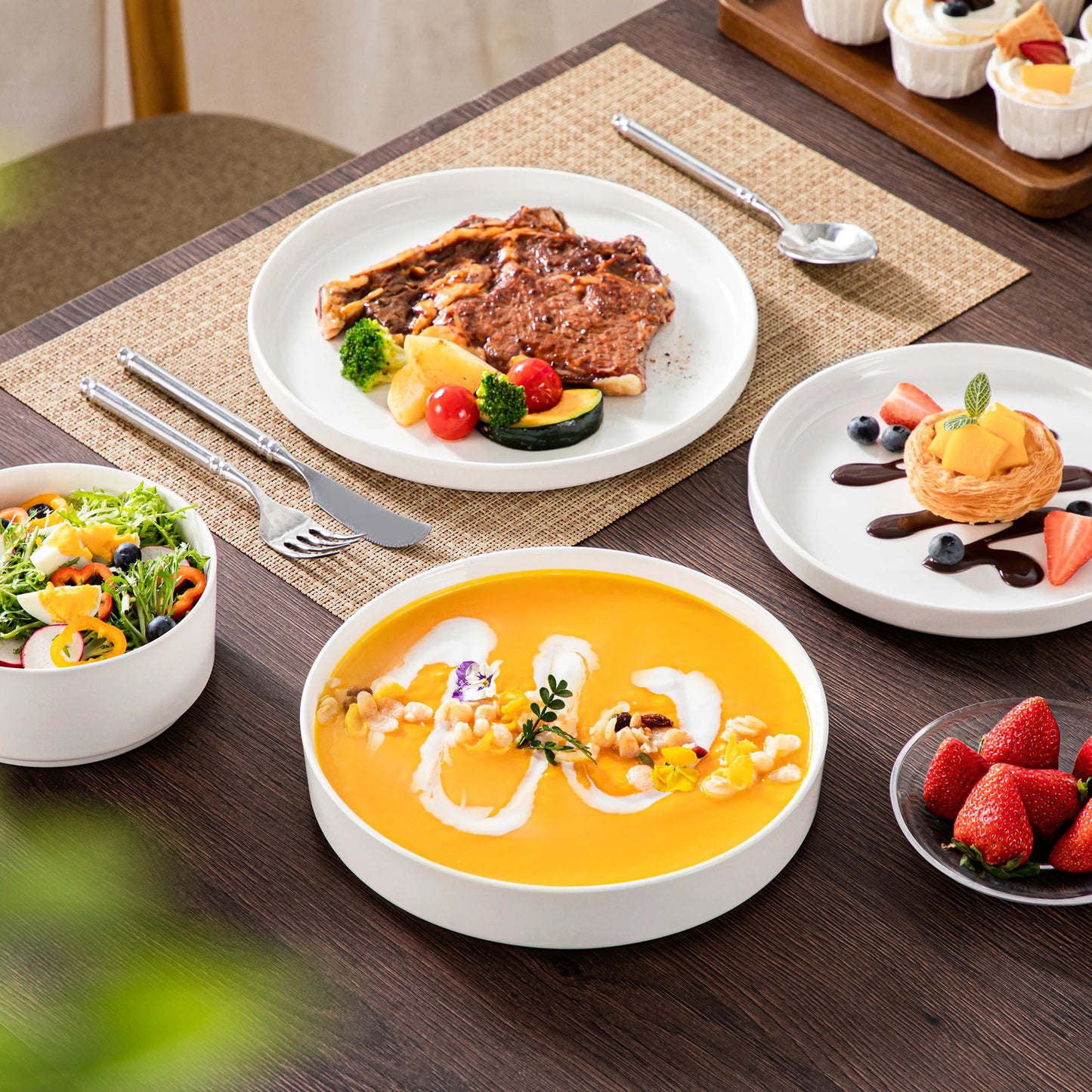 MALACASA Ceramic Dinner Plates Set 12 To 24 Piece Dinnerware