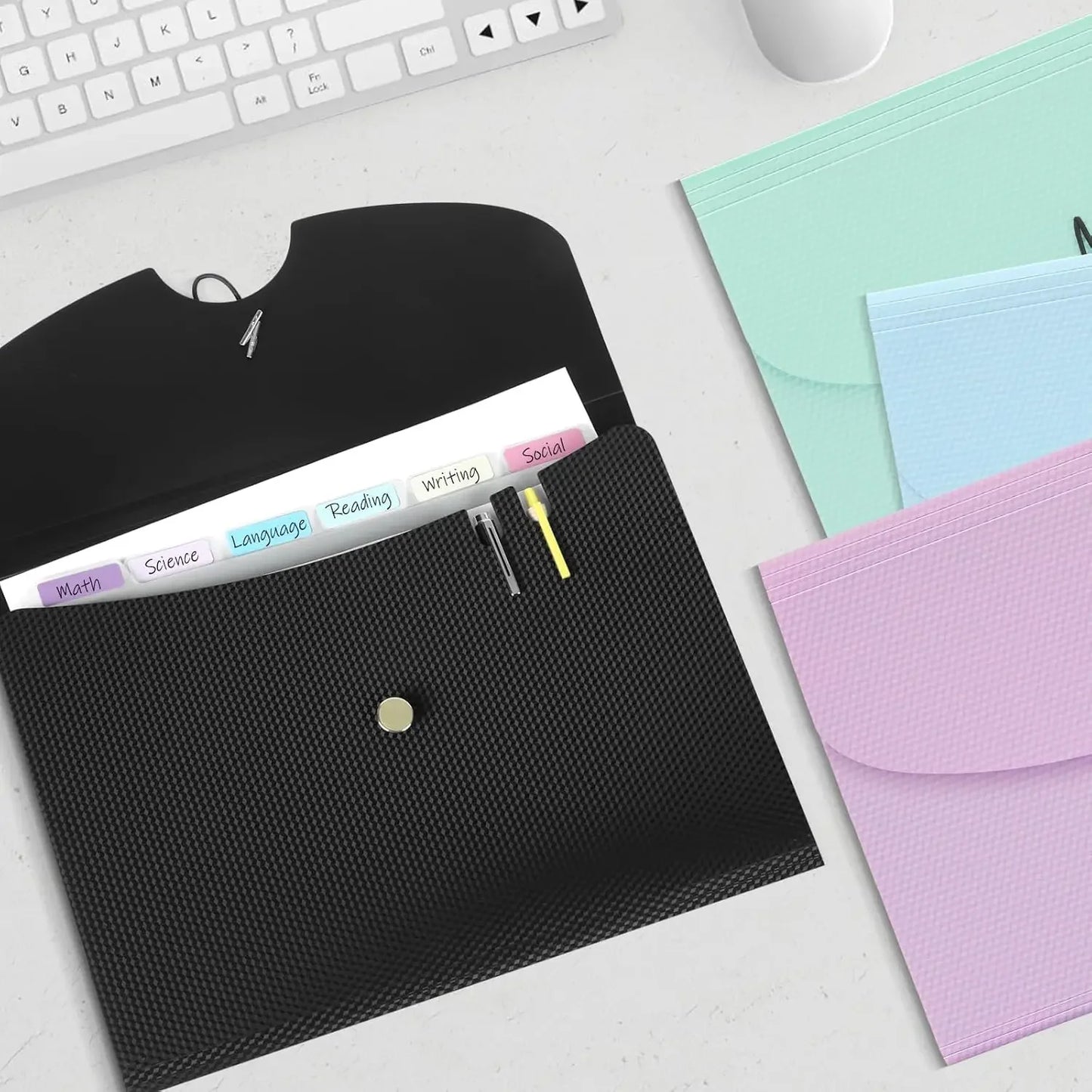 Expandable File Folder With 5 Pockets Polypropylene Organizer Office
