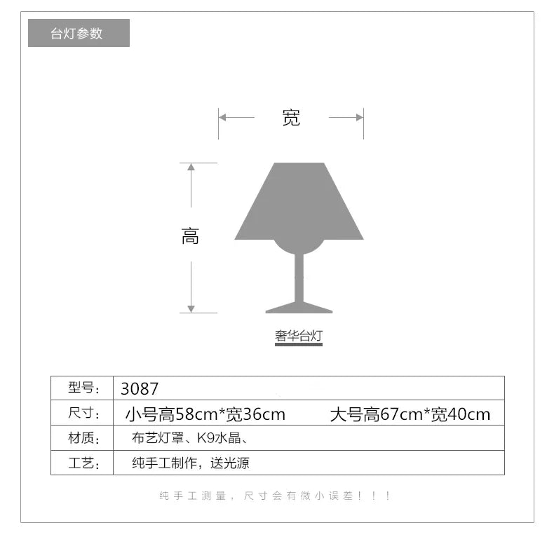 Crystal Table Lamp LED Bedside Light for Modern Bedroom