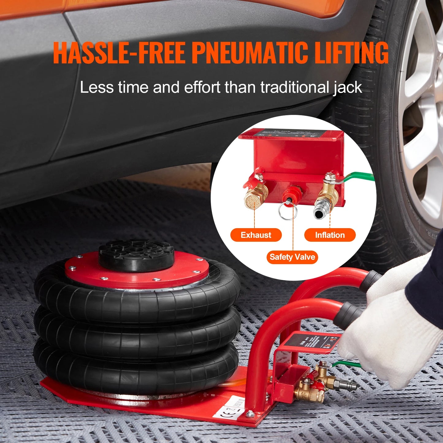 SucceBuy Triple Bag Air Jack 3 Ton Portable Pneumatic Jack