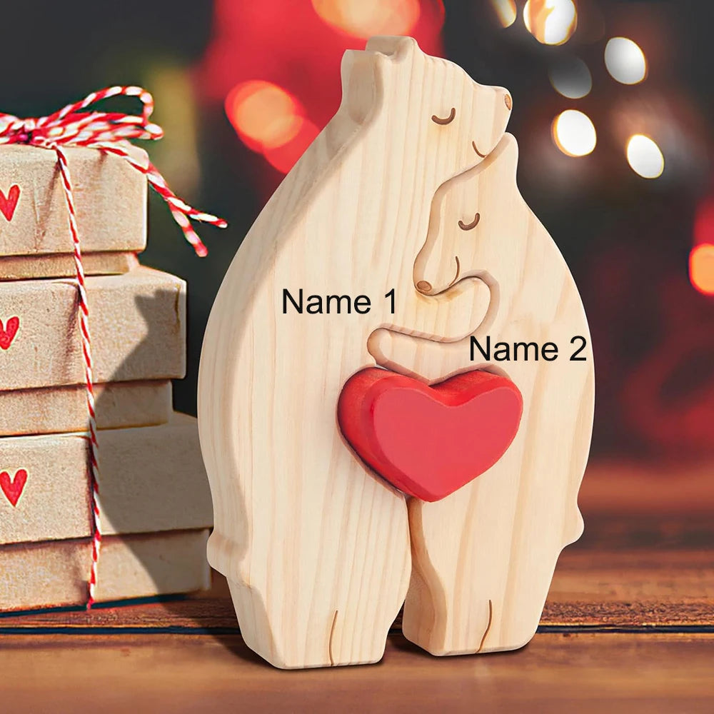 NONEDropshipping Bear Family Wooden Puzzle With Free Engraving Name