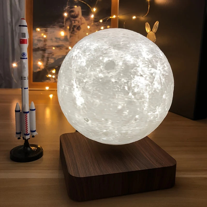 Mexllex Magnetic Floating Moon Lamp Wooden Base And 3 LEDs