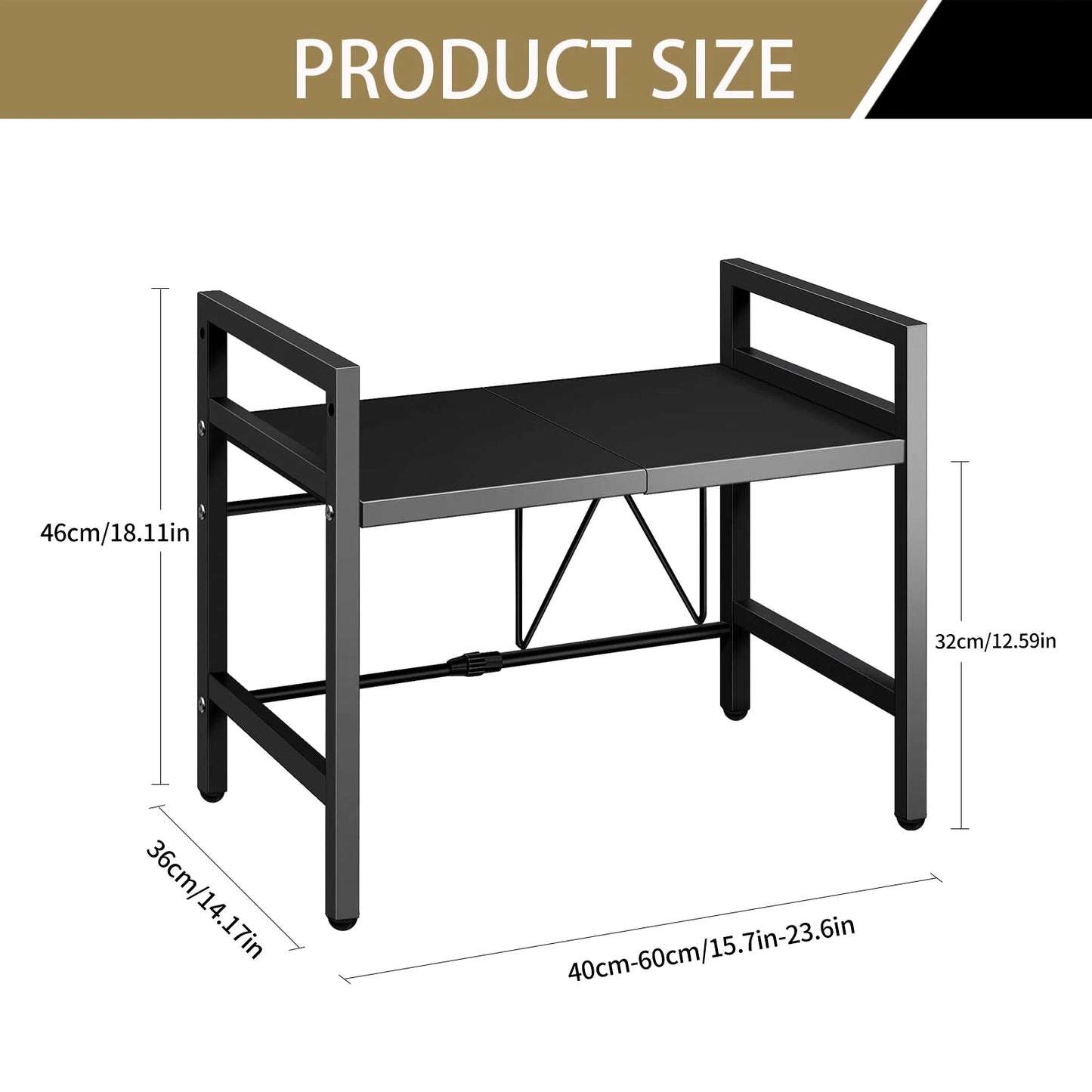 Expandable Microwave Shelf Organizer Rustproof Countertop Storage