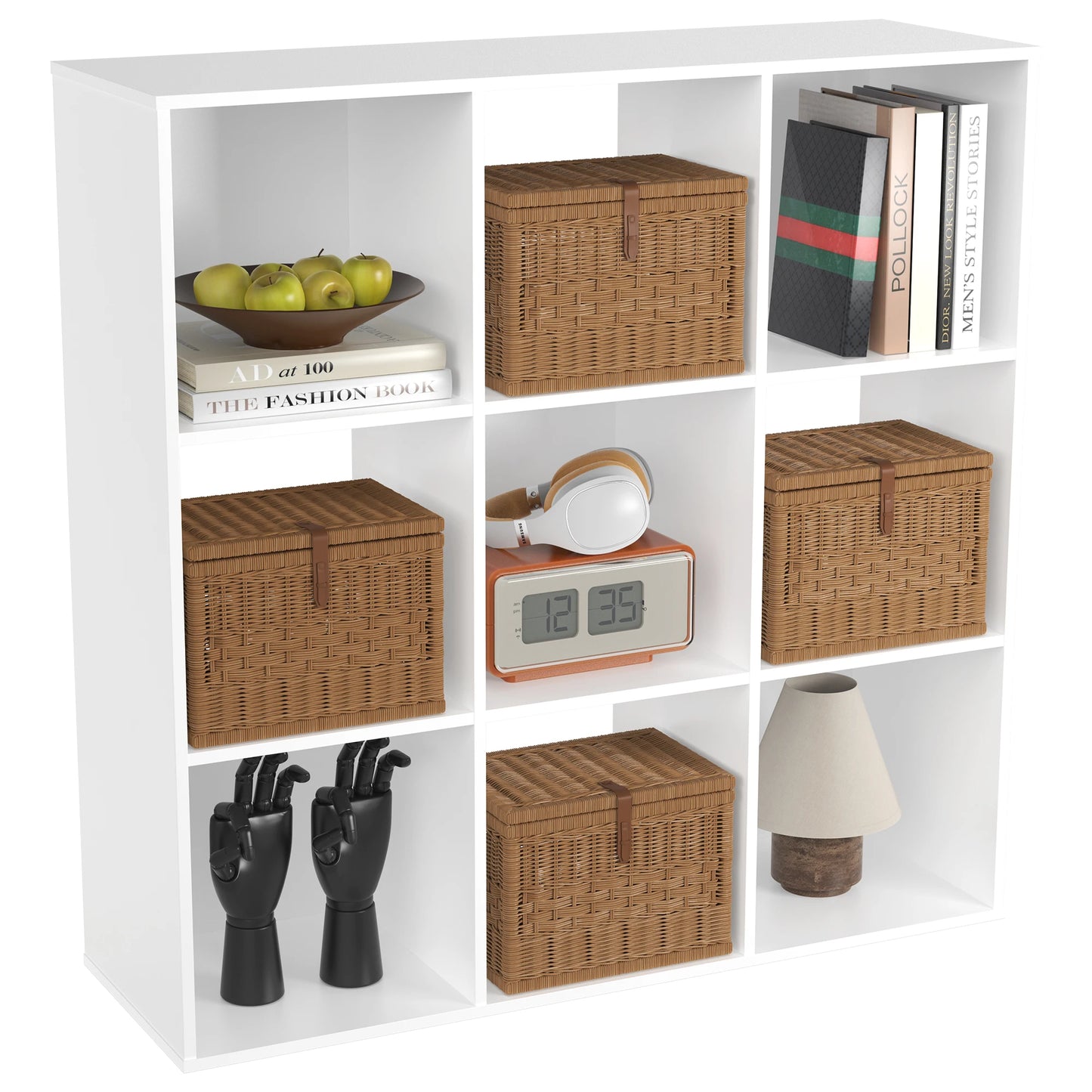 JHK 9 Cube Wood Storage Organizer Bookcase Open Shelf Living Room Home Office