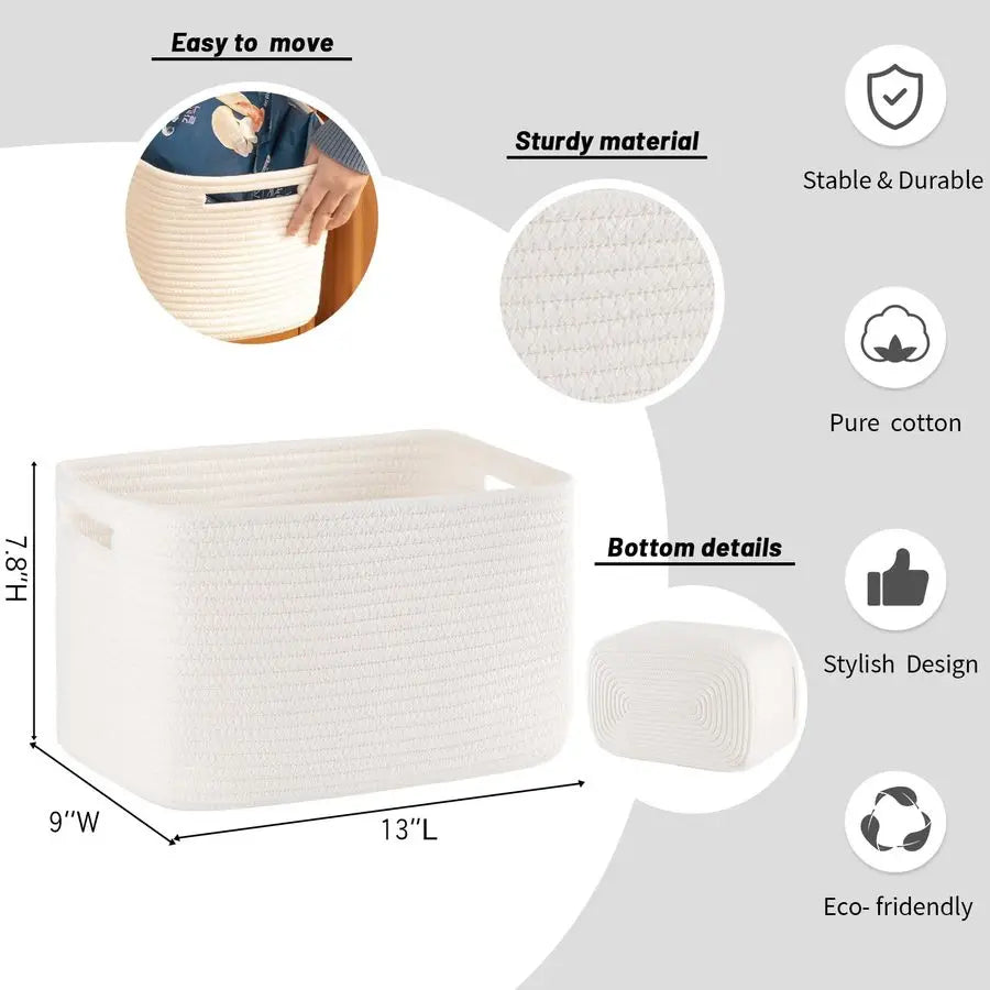 Soft Woven Storage Baskets for Nursery Organization and Shelves