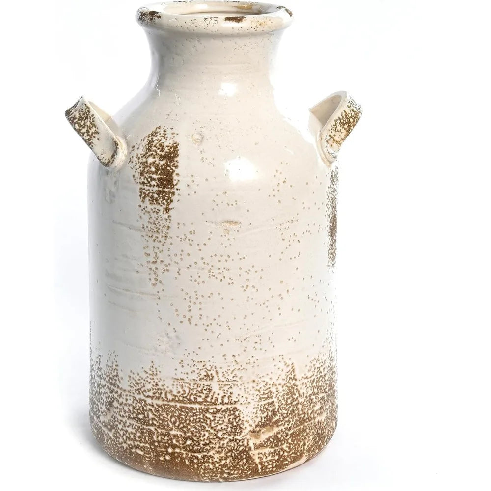 DAFIFY Rustic Ceramic Farmhouse Vase For Home Decor Living Room