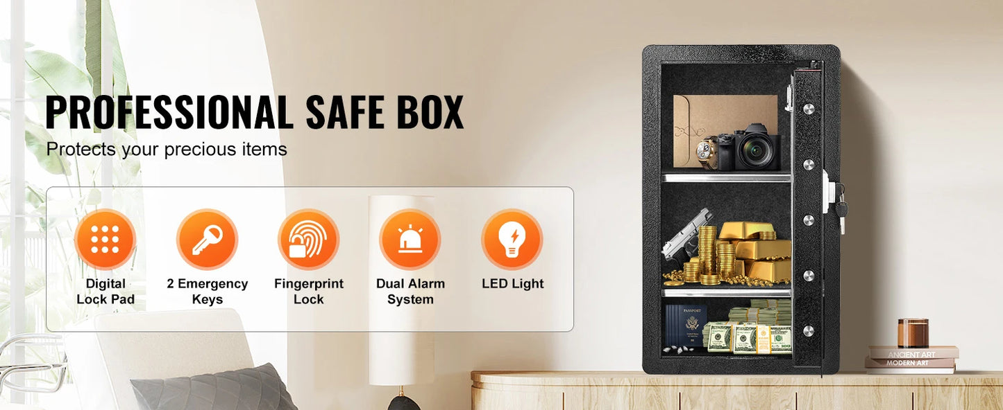 SucceBuy Safe Box with Key Lock Password and Fingerprint Access