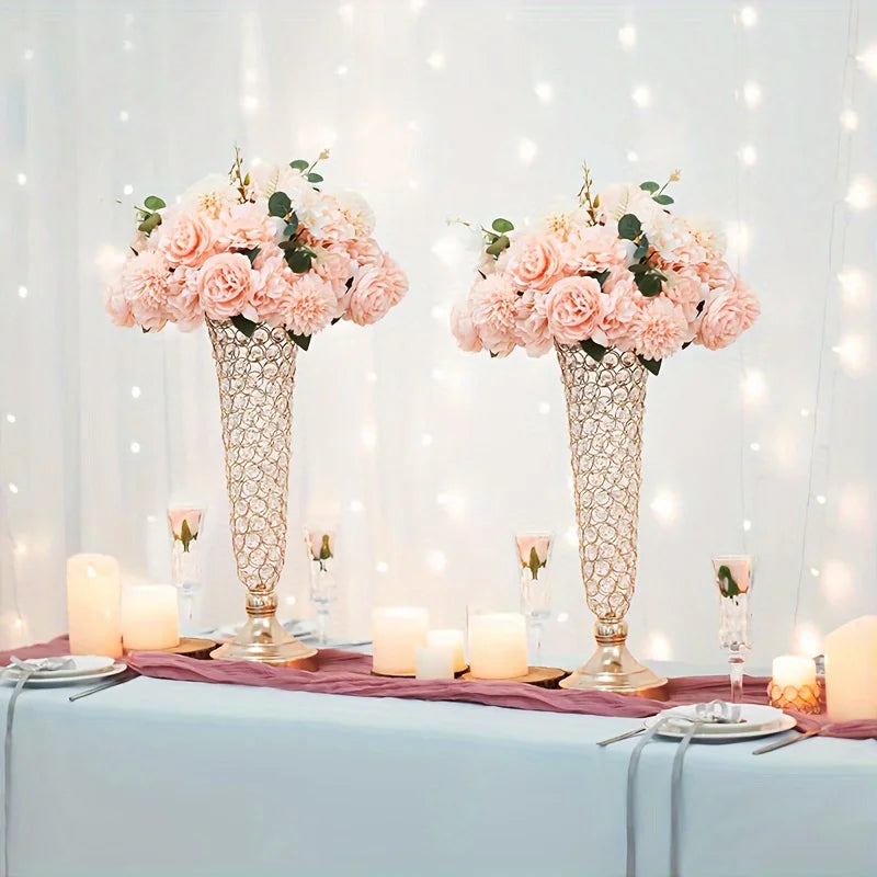 Two Crystal Vases Center Table Decor For Weddings And Home