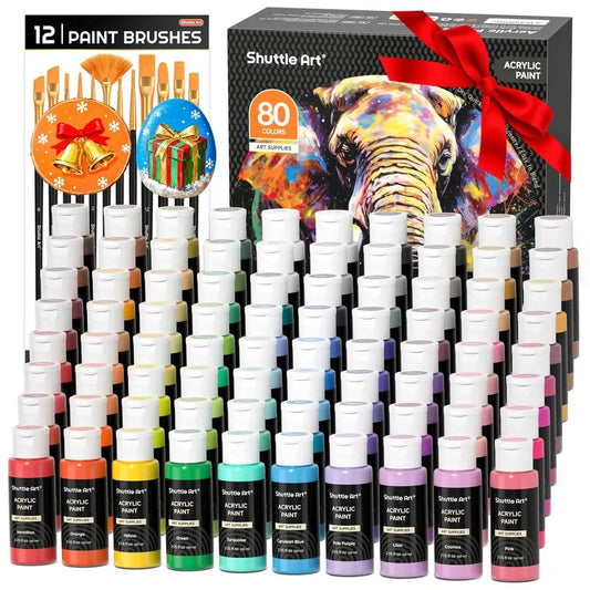 XMSJ Acrylic Paint Set With 78 Hues And 12 Brushes