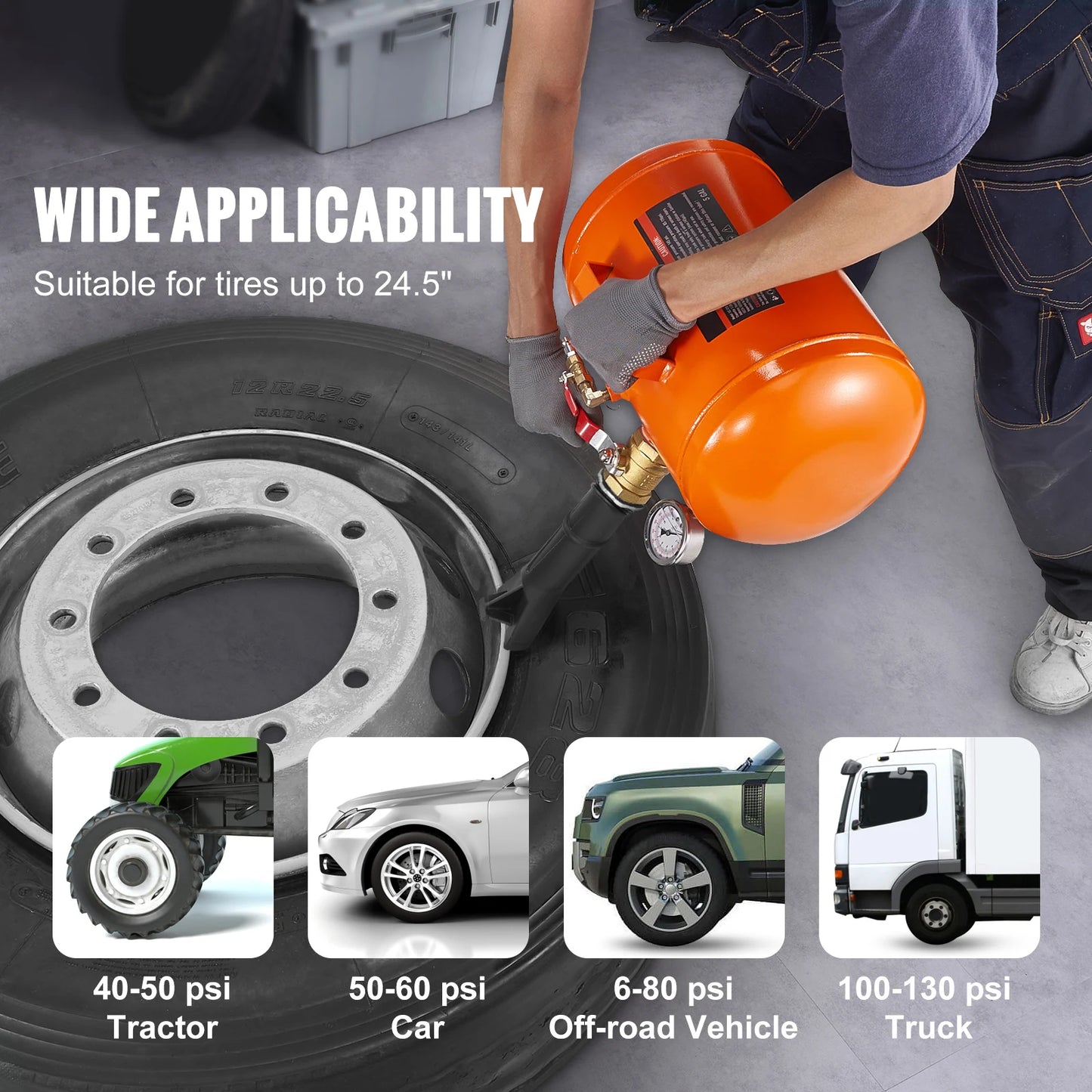 SucceBuy Tire Bead Blaster 5 Gallon Capacity With Pressure Gauge