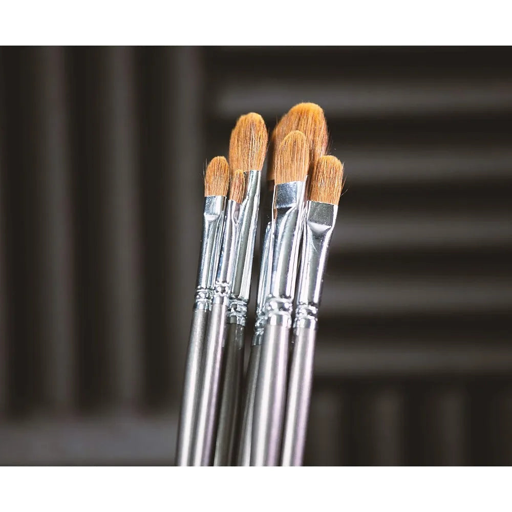 Filbert Paint Brushes Set of 6 Long-Handled for Acrylics