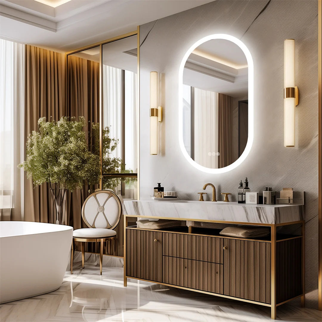 LUVODI LED Backlit Bathroom Mirror With Touch Dimming Defog IP44