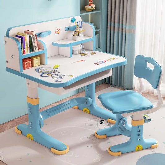 Cartoon Pattern Desk Chair Set With Widened Desktop And Drawer