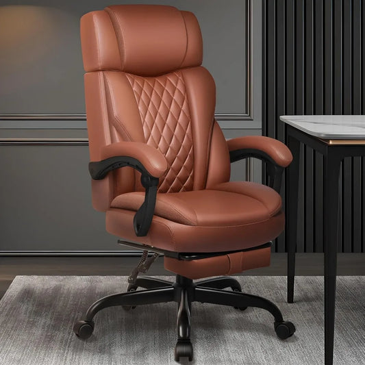 Zhuxiang Executive Leather Office Chair With Footrest Ergonomic