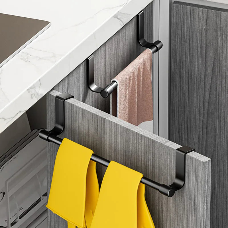 No Drill Hanging Towel Rack For Kitchen Cabinet Door Organizer