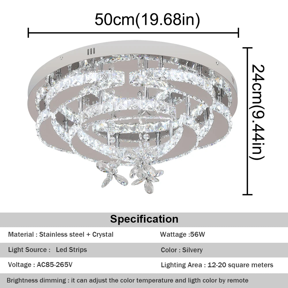 VETRULUS Luxury K9 Crystal Chandelier Modern Ceiling Pendant Light Dimmable