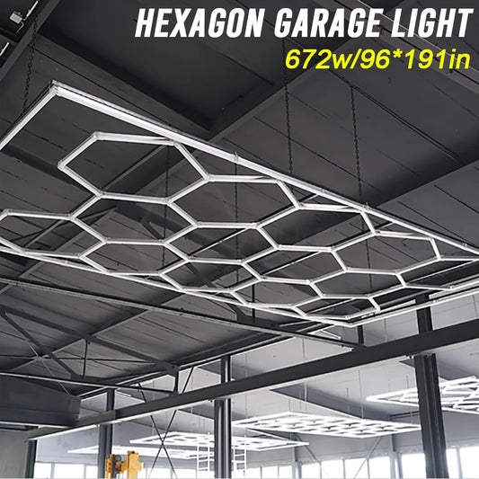 Hexagon Honeycomb LED Light for Garage Workshop Car Detailing Office