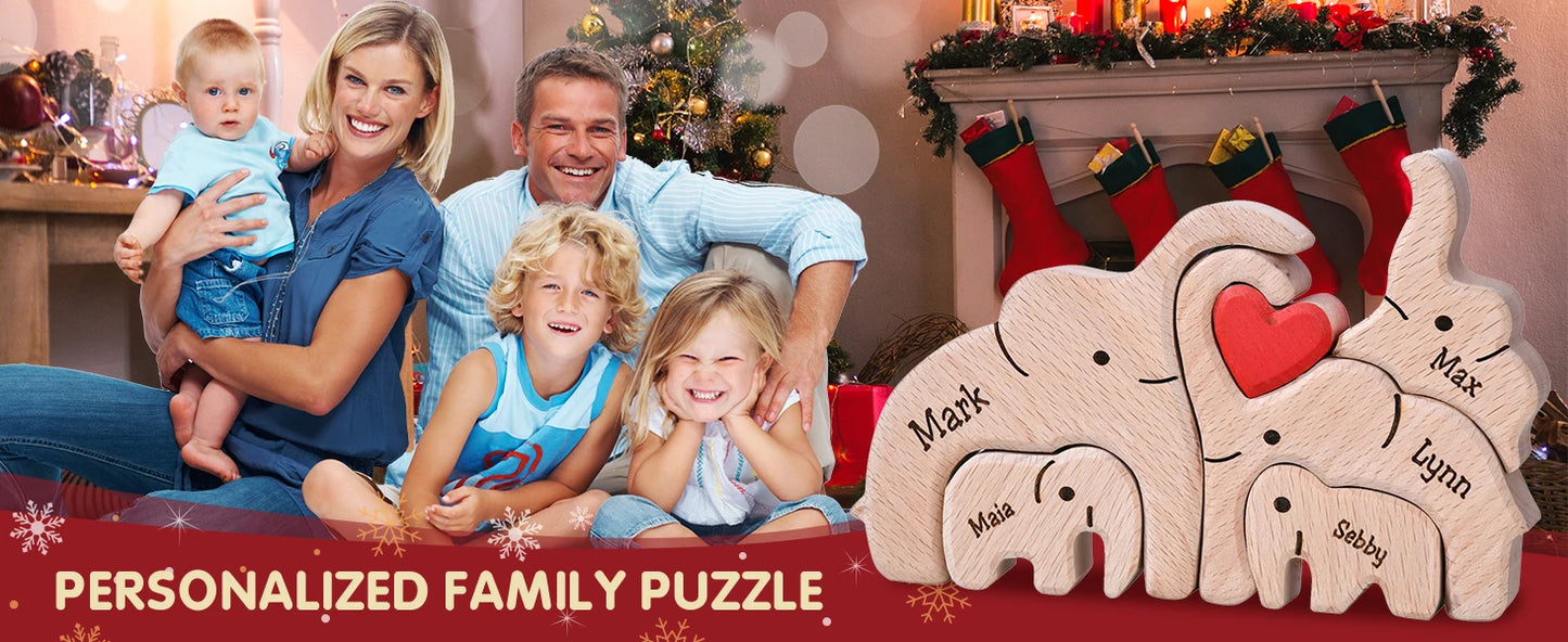 NONEDropshipping Bear Family Wooden Puzzle With Free Engraving Name
