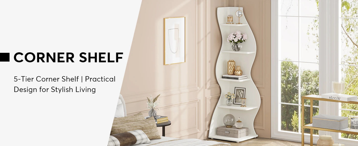 Tribesigns 5 Tier Corner Shelf Wall Bookshelf Plant Stand