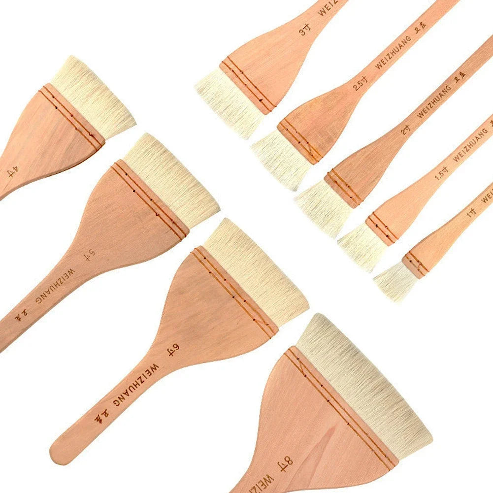 Goat Hair Wooden Handle Paint Brushes For Watercolor And Oil Painting