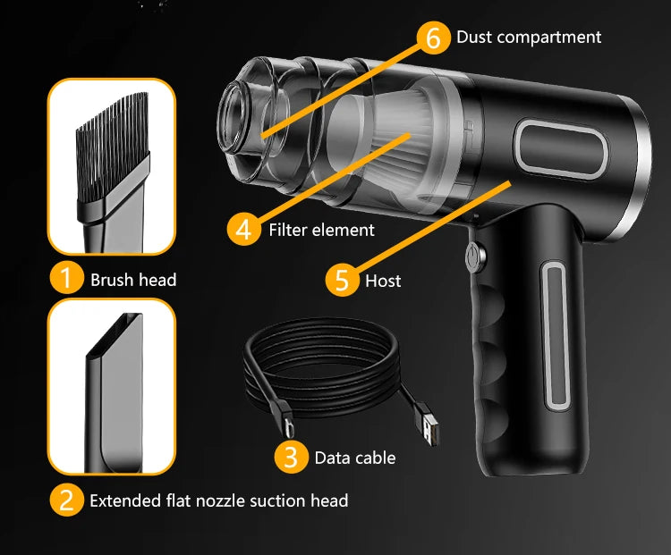 Portable Wireless Car Vacuum Cleaner Powerful Home Device