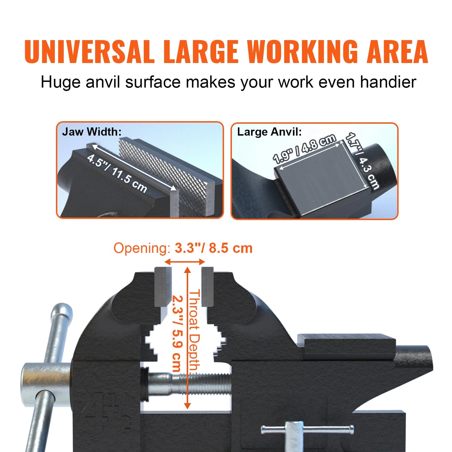 SucceBuy Bench Vise Heavy Duty Cast Iron With Swivel Base