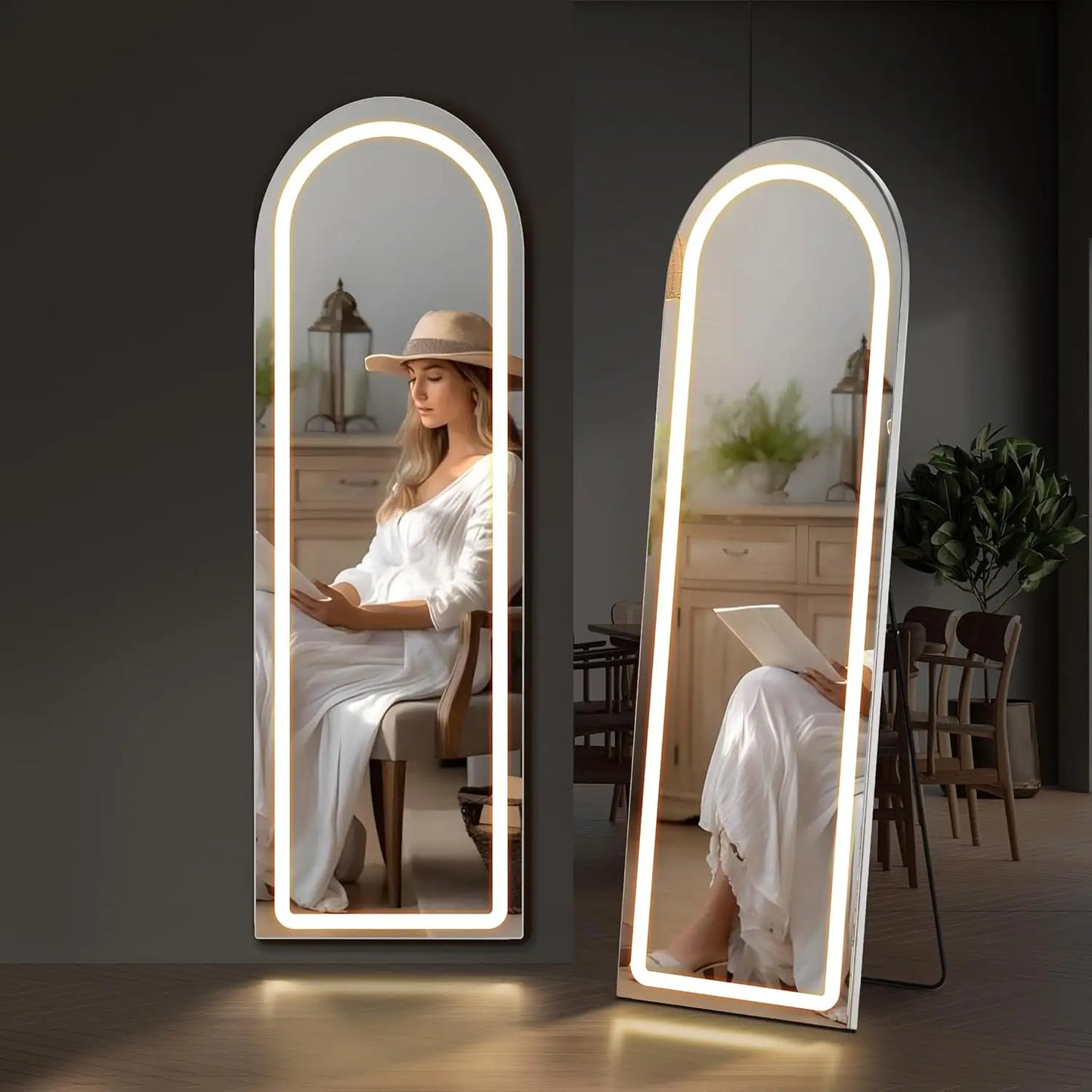High-concerned LED Lighted Mirror With Tri Color Lighting Aluminum Frame