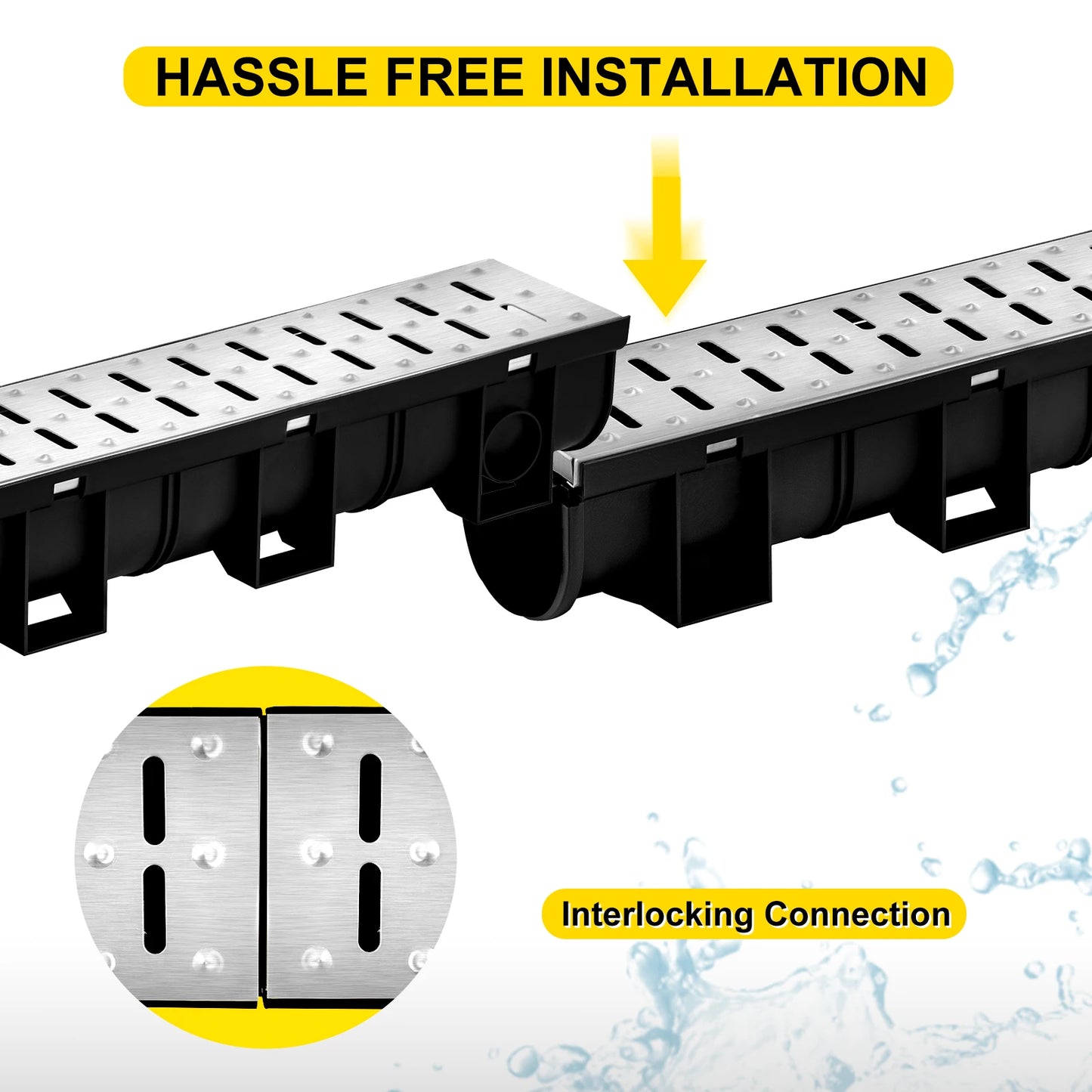 Stainless Steel Driveway Floor Trench Drain Channel HDPE Drainage Cover