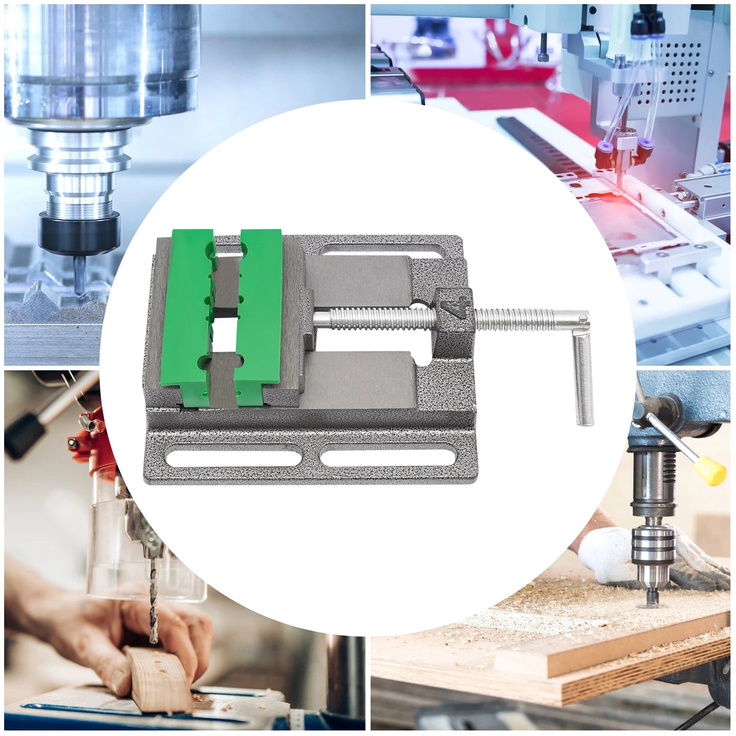 Drill Press Vise Cast Iron And Steel Secure Base Sawtooth Jaws
