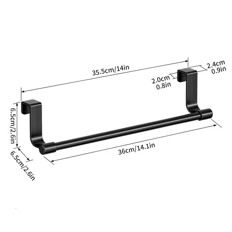 No Drill Hanging Towel Rack For Kitchen Cabinet Door Organizer