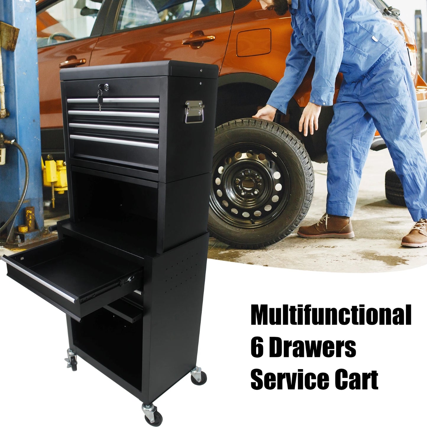 ARTMAN 6-Drawer Wheeled Tool Box Cabinet For Garages