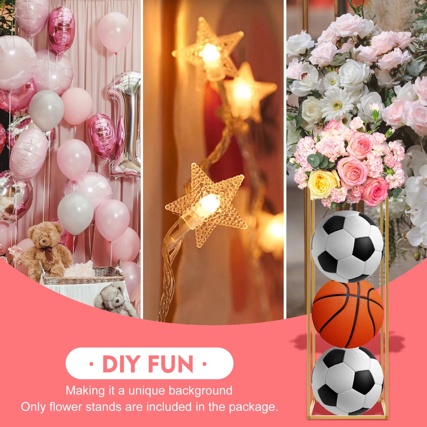 NONECN Geometric Metal Flower Vase Stands Centerpieces For Weddings