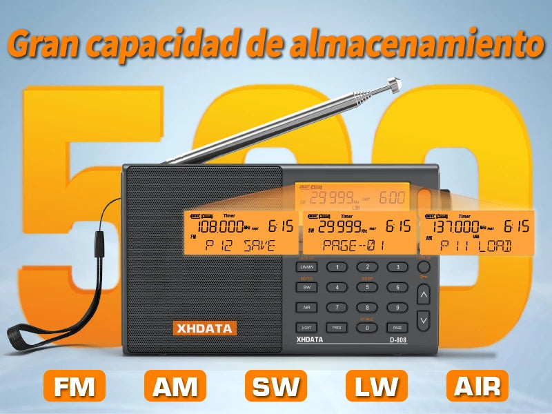 XHDATA D808 Multiband Radio Long Range AM FM SW MW