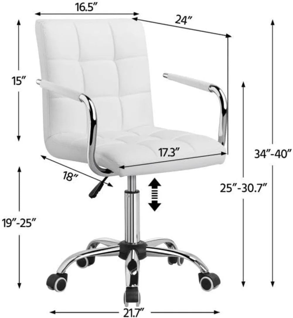 PU Leather Executive Office Chair With Wheels And Armrests Adjustable