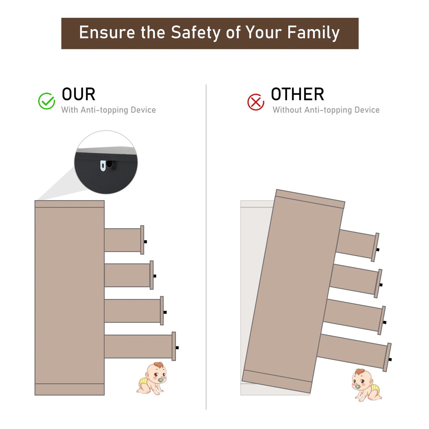 QiaoShiRen 7 Drawer Dresser Modern Wood Chest for Bedroom
