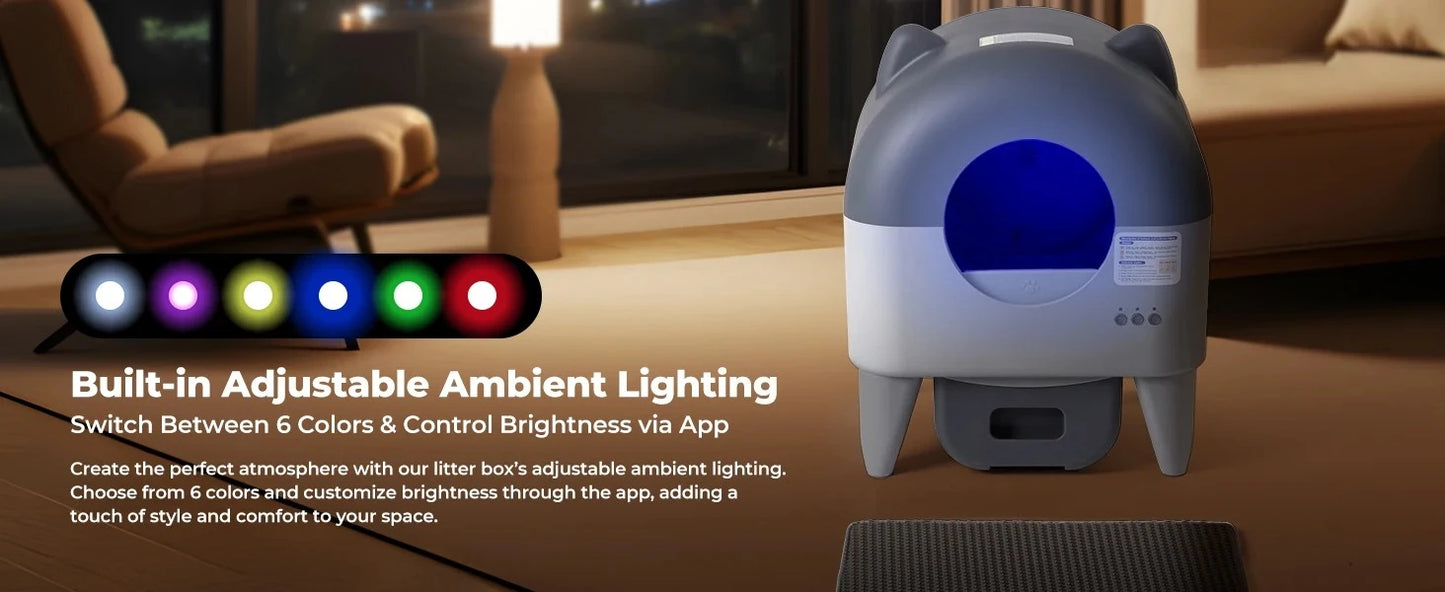 Lunapurr Automatic Self-Cleaning Cat Litter Box With App Control Multi-Cat