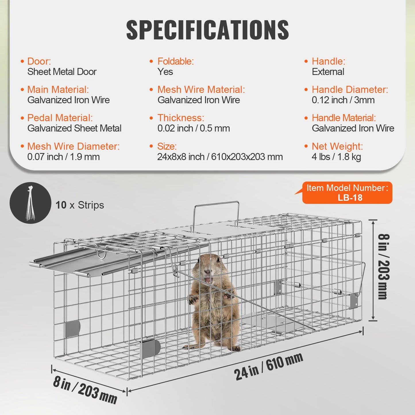 SucceBuy Live Animal Cage Trap Humane Rodent Control For Cats