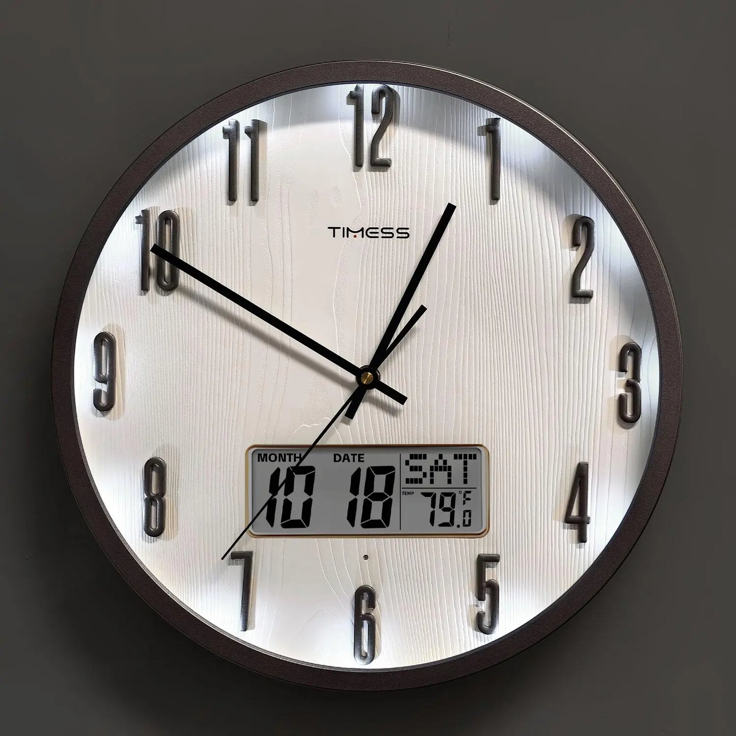 TIMESS Luminous Voice Activated Wall Clock With Night Light