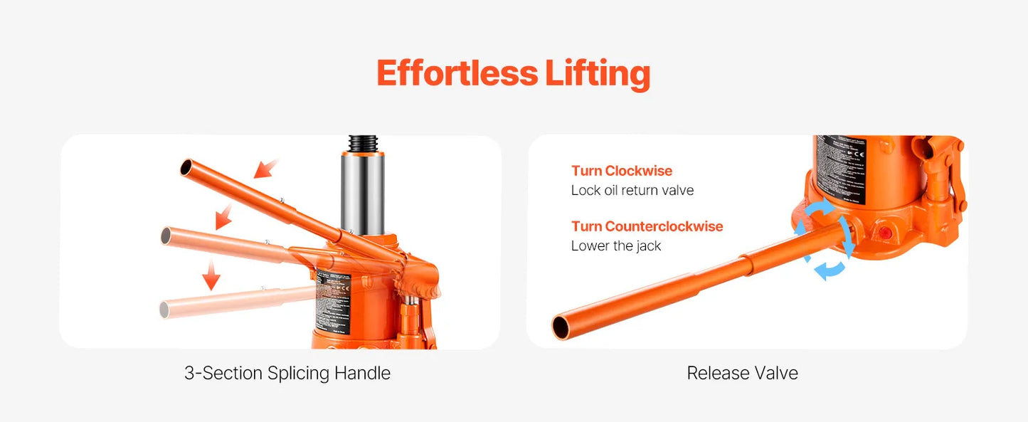 SucceBuy Hydraulic Bottle Jack With Long Handle For Vehicles