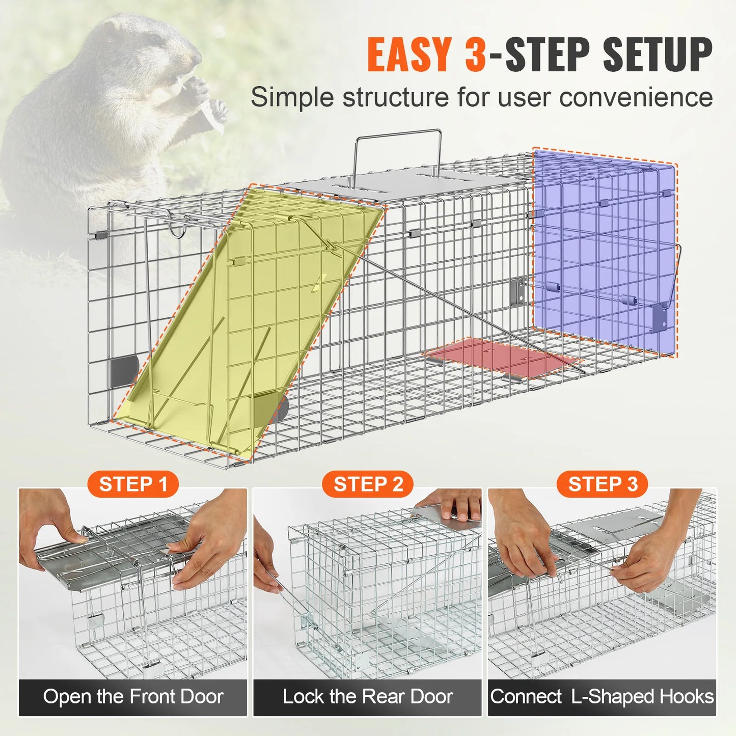 SucceBuy Live Animal Cage Trap Humane Rodent Control For Cats