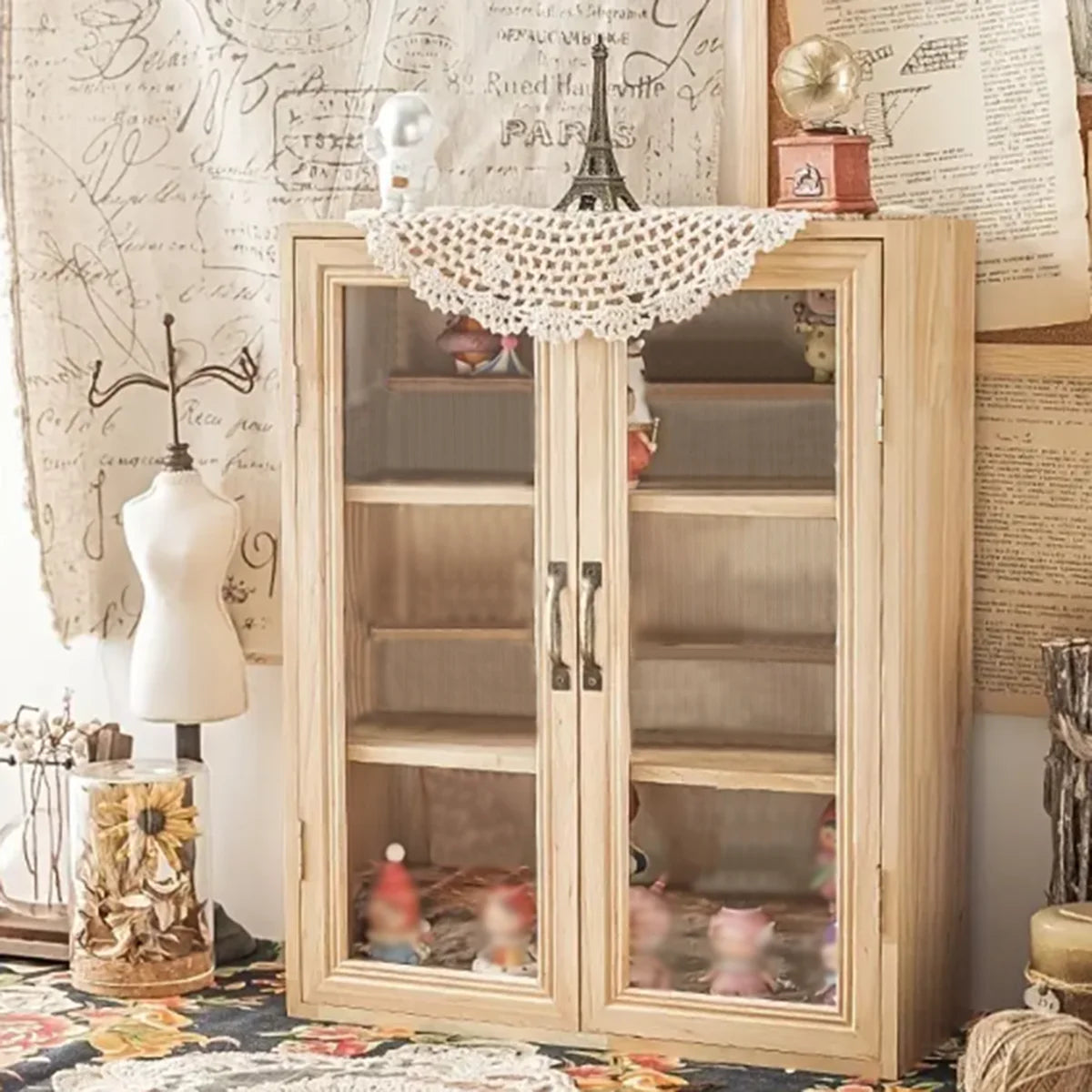 Solid Wood Blind Box Display Stand With Acrylic Panel