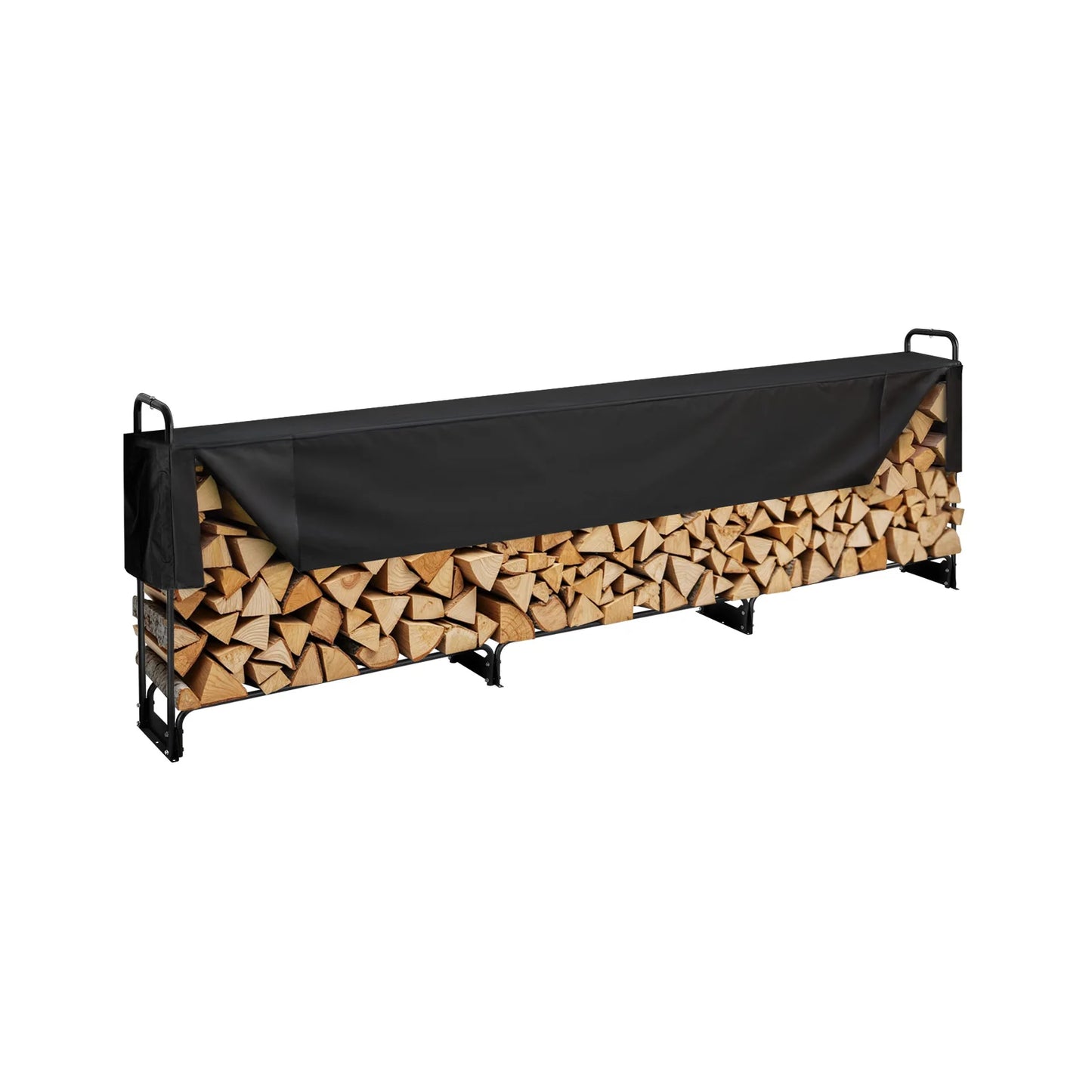 SucceBuy Outdoor Firewood Rack With Cover And Heavy Duty Holder