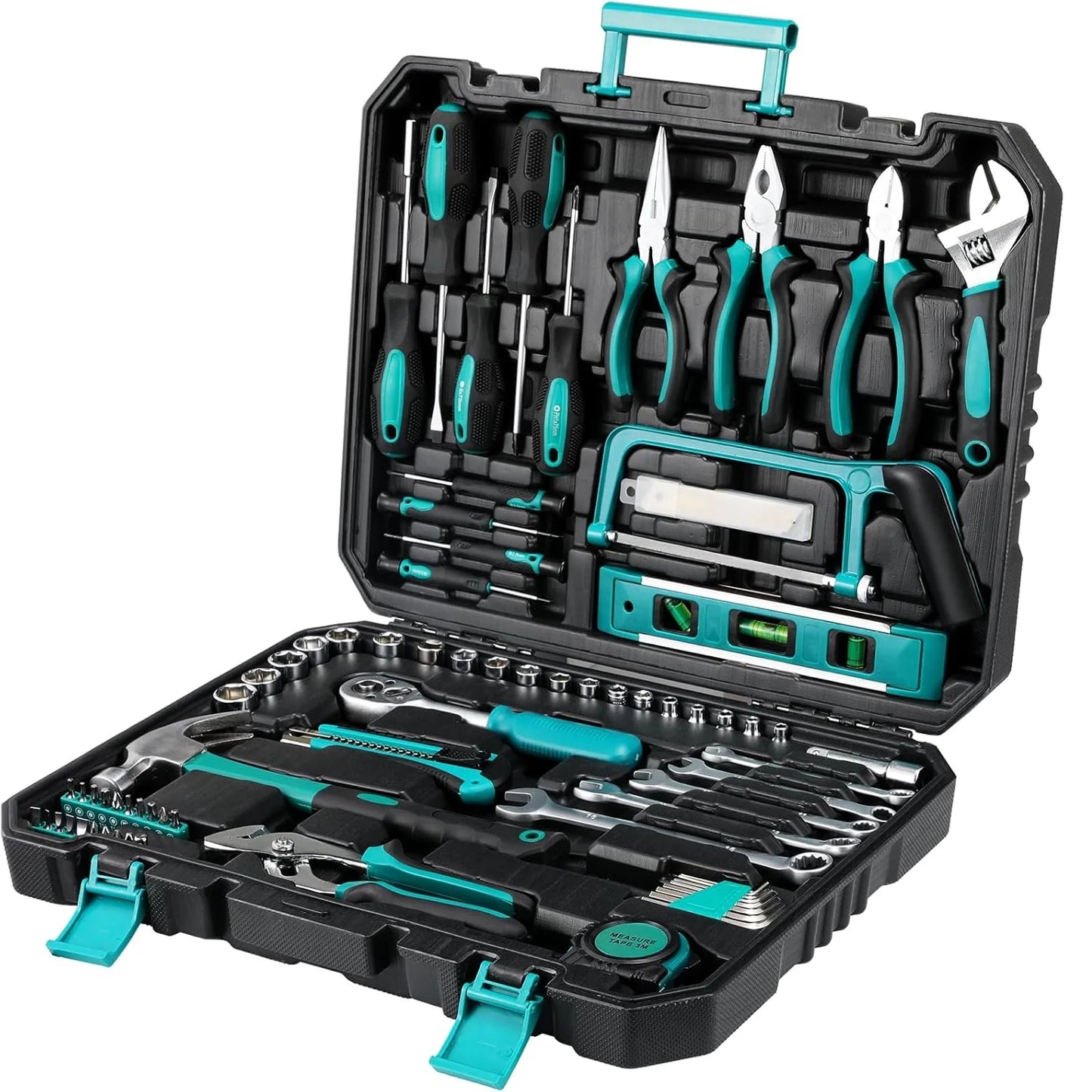 TLGREENDIY 79 Piece Socket Wrench Auto Repair Tool Set Case